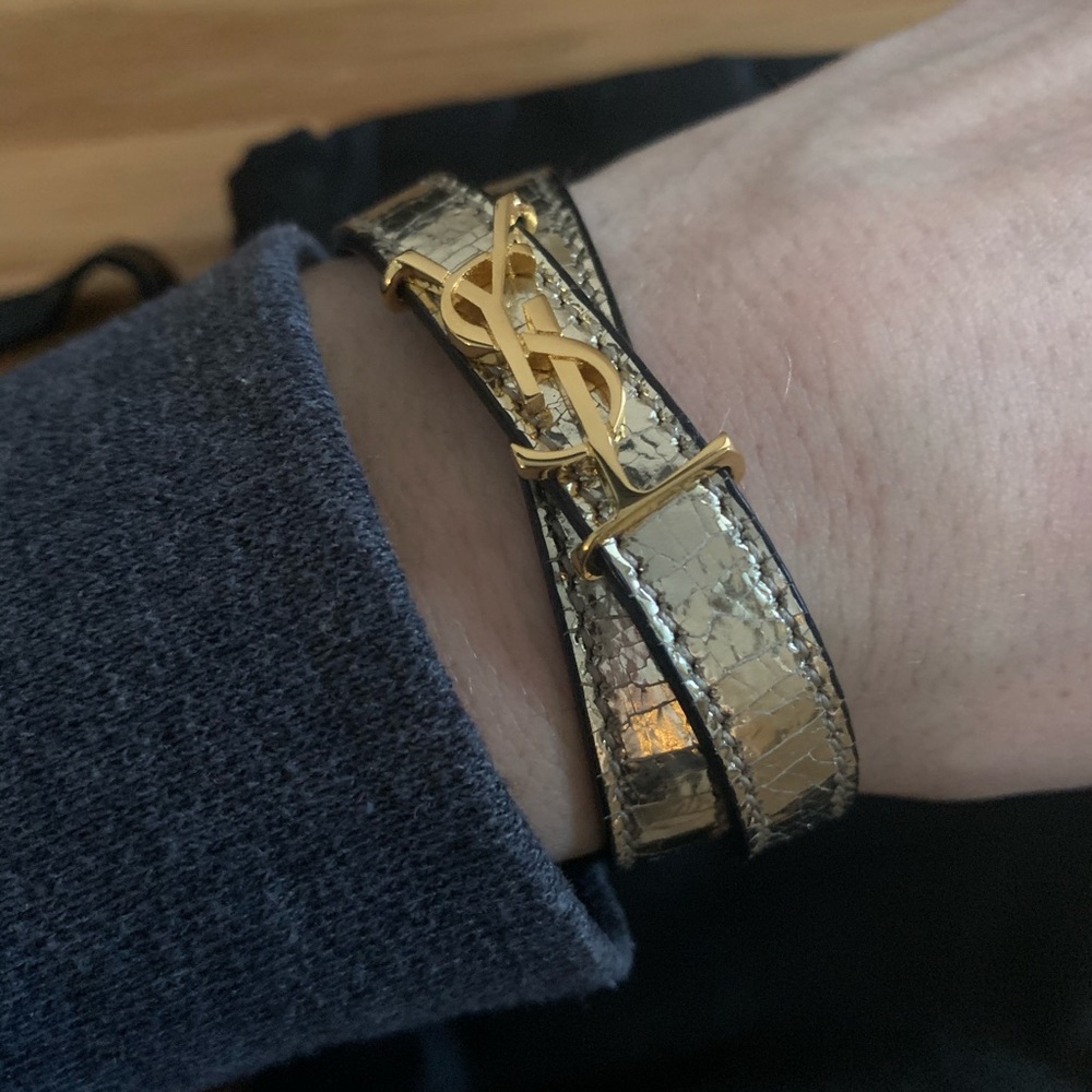 YVES SAINT LAURENT MONOGRAM DOUBLE WRAP BRACELET
